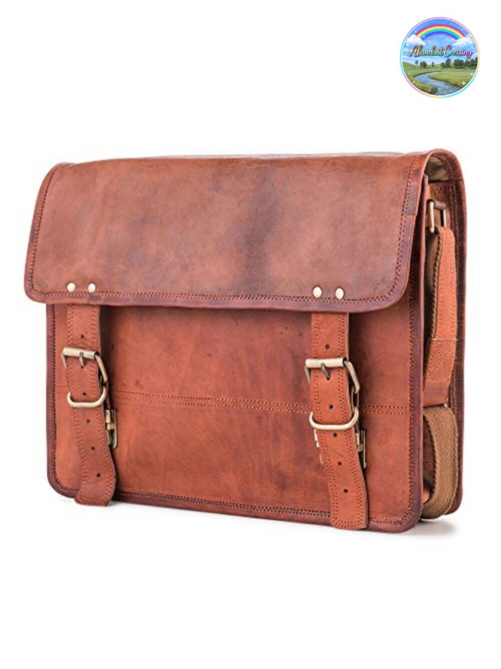 Full Grain Vegetable-Tanned Leather Messenger Bag Briefcase Laptop Satchel